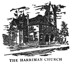 drawing of Grace Universalist Church, Harriman, in Onward 1900