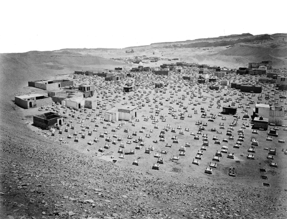 Cairo - cemetery in the desert - old b&w