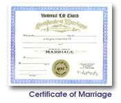 Universal Life Church official marriage certificate pic